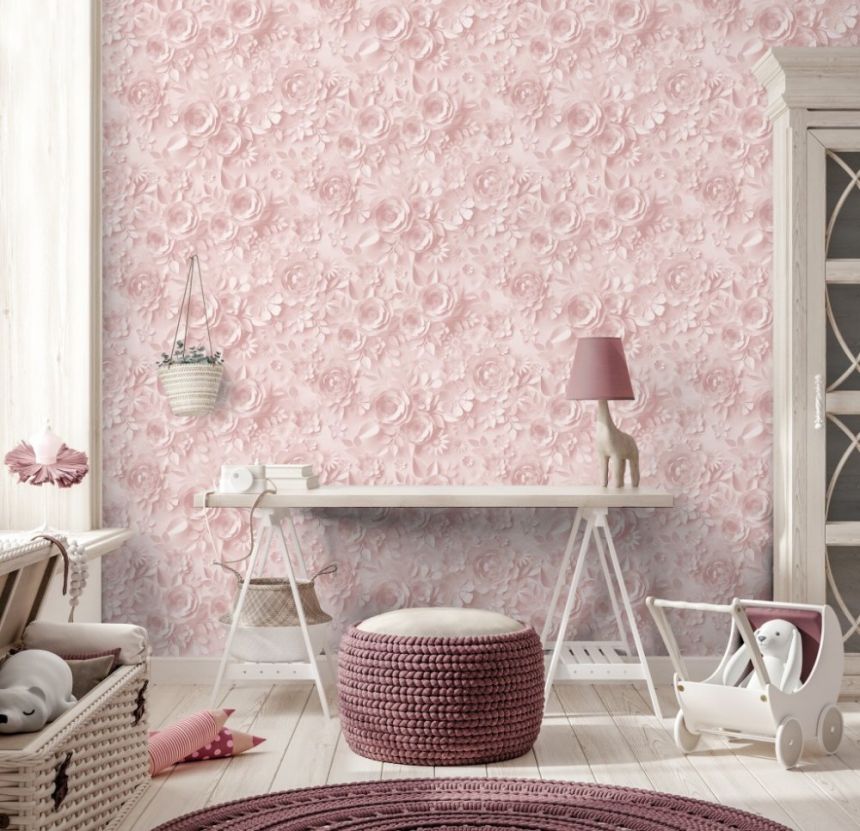 Vlies virágos rózsaszín tapéta 3D hatással M44603, My Kingdom, Ugépa
