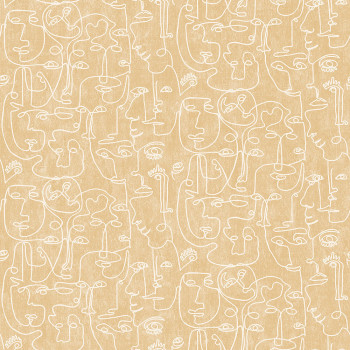 Vlies grafikus barna-bézs tapéta - arcok, M41212, Arty, Ugépa