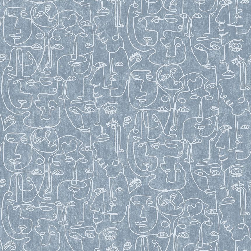 Vlies grafikus kék tapéta - arcok M41201, Arty, Ugépa