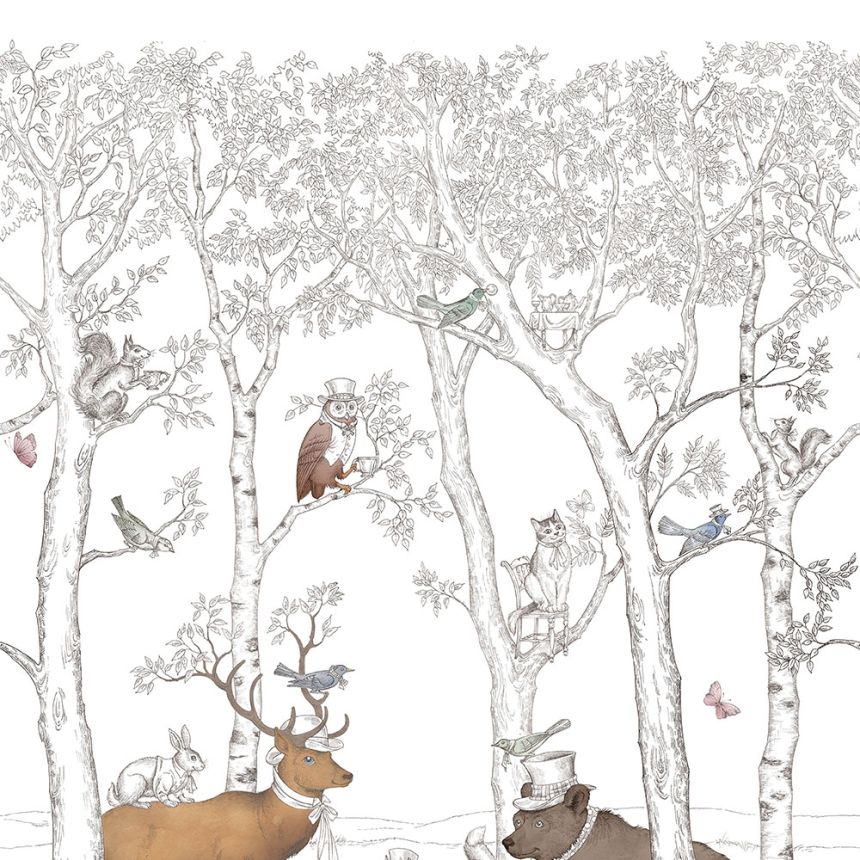 Vlies gyerek poszter tapéta, erdő, erdei állatok JS6001, 212 x 280cm, Jack´N Rose 2024, Grandeco