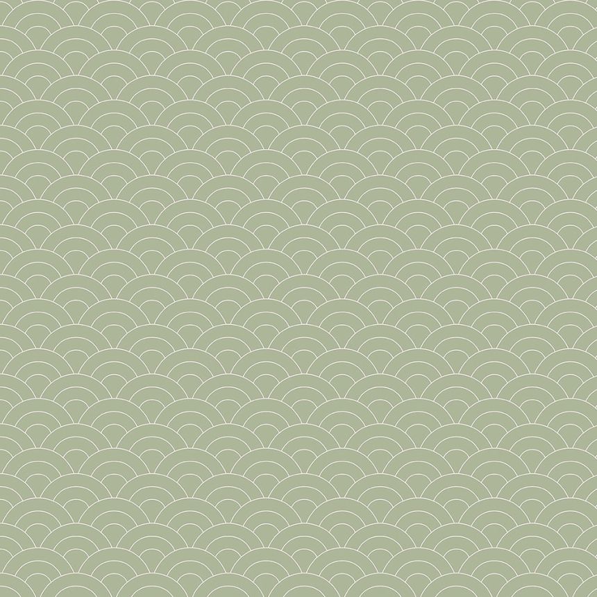 Zöld vlies tapéta, íves mintával 6506-3, Batabasta, ICH Wallcoverings