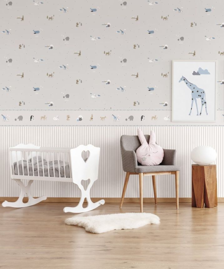 Szürke-fehér vlies csíkos tapéta 7009-3, Noa, ICH Wallcovering