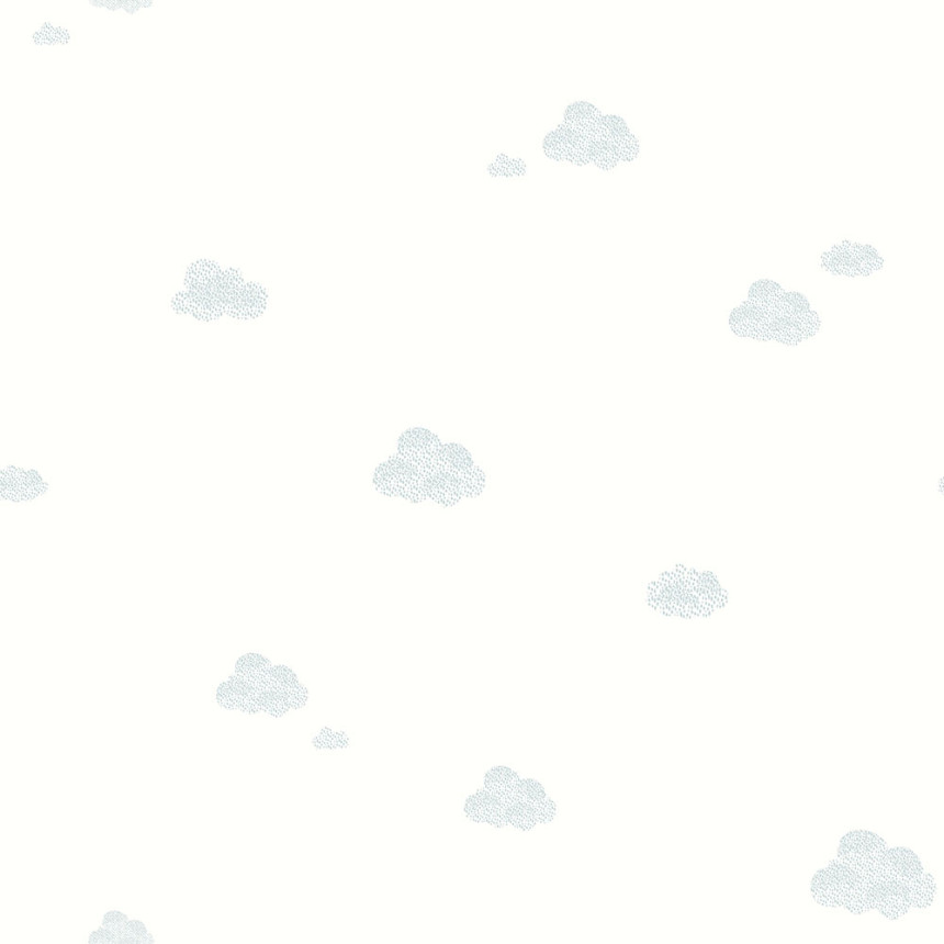 Fehér vlies gyerek tapéta zöld felhőkkel 7006-1, Noa, ICH Wallcoverings
