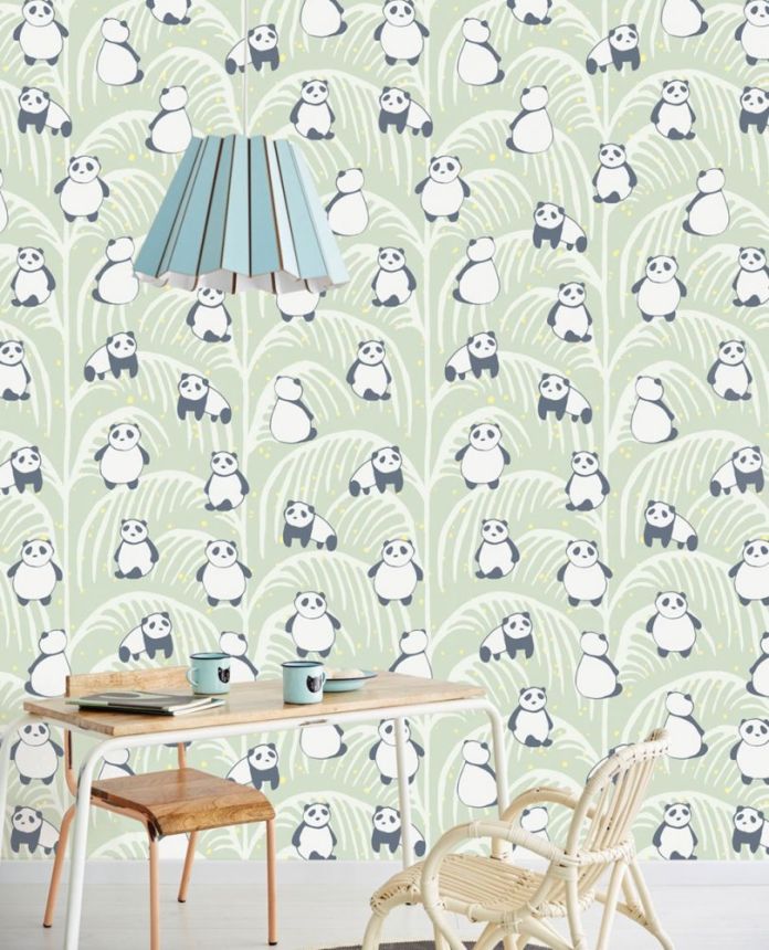 Children's mural non-woven wallpaper 399121, Panda Palm, 93 x 280 cm, Mini Me, Eijffinger