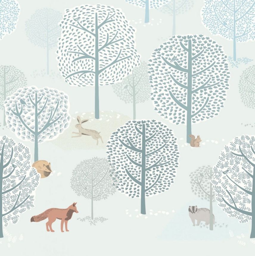 Children's mural non-woven wallpaper 399116, Forest Animals, 279 x 280 cm, Mini Me, Eijffinger