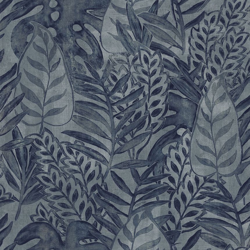 Vlies kék tapéta, levelek, textil szerkezet TA25063 Tahiti, Decoprint
