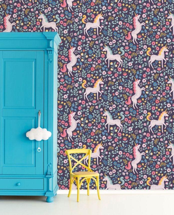 Children's mural non-woven wallpaper 399110, Unicorns, 186 x 280 cm, Mini Me, Eijffinger