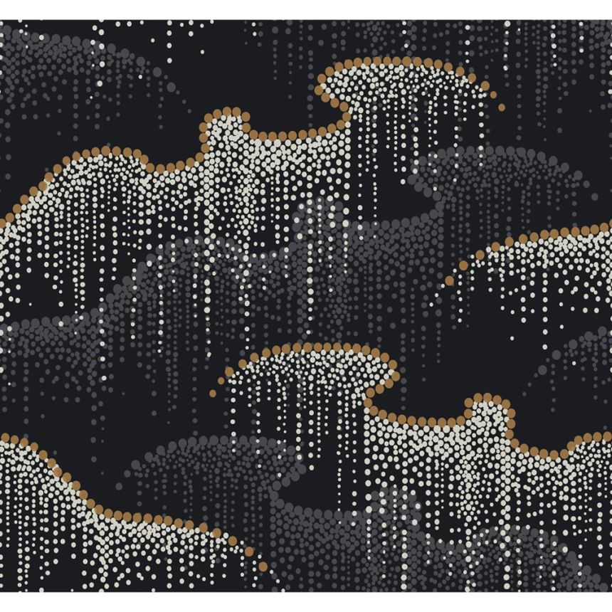 Fekete gyapjú tapéta, pöttyök, gyöngyök OS4261, Modern nature II, York