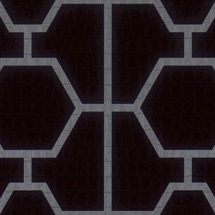 Fekete geometrikus vlies tapéta vinil felülettel Z80024 Philipp Plein, Zambaiti Parati