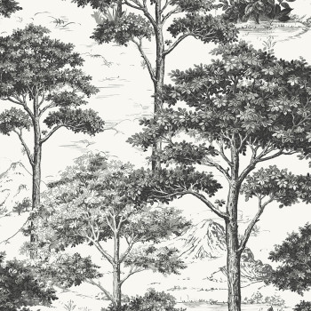 Fekete-fehér vlies tapéta, erdő, fák MN3013, Maison, Grandeco