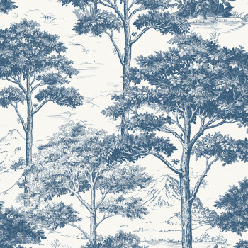 Kék vlies tapéta, erdő, fák MN3007, Maison, Grandeco